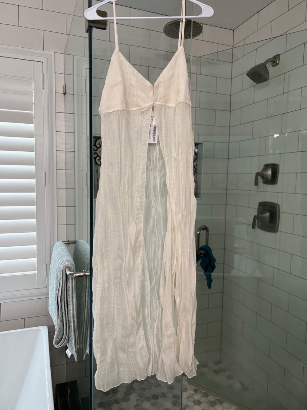 12th Tribe Cream White Spaghetti Strap Maxi Dress